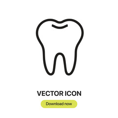Tooth icon vector. Linear-style sign for mobile concept and web design. Tooth symbol illustration. Pixel vector graphics - Vector.	