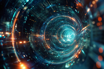 Obraz premium Quantum computing in deep space.