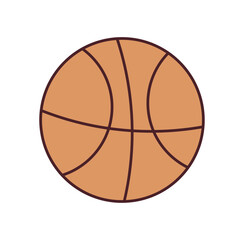 Basketball ball symbol and orange sport sphere, leather round object, professional game concept flat vector illustration.