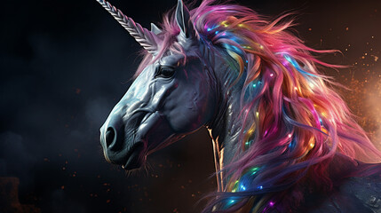 Obraz na płótnie Canvas A unicorn with a beautiful rainbow color style