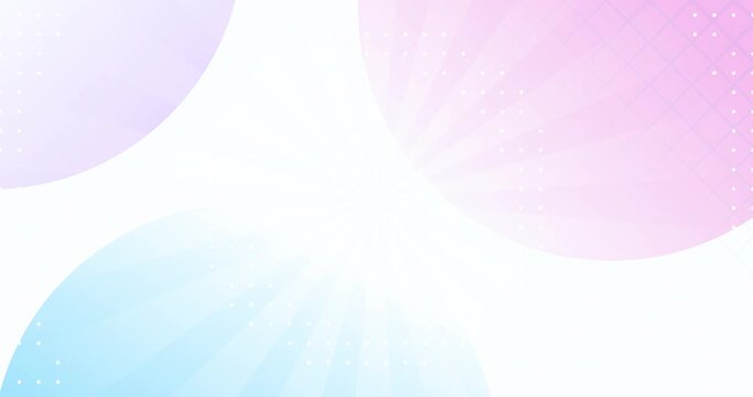 Abstract light live childish wallpaper. Sunbeams seamless looped. Pink blue purple balls on checked animated background. Round radio waves with halftone pattern. Polka dot girl design. Trendy creative