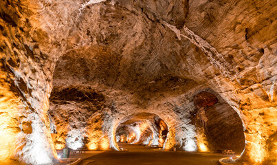 Inside the salt cave in the salt mountains of Idir, Toulz Luka District, Turkey.