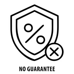 No guarantee, finance, no guarantee icon, uncertain, financial risk, no assurance, risk symbol, financial unpredictability, no guarantees, uncertainty, financial concept, no safety net, no promises