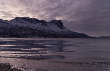 Fjord near Narvik during the polar night, Norway