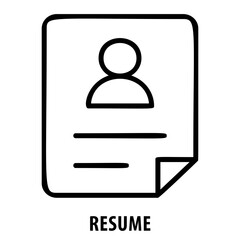 Resume, CV, resume icon, job application, employment, curriculum vitae, career, professional, resume symbol, job search, hiring, job interview, work experience, application, job resume