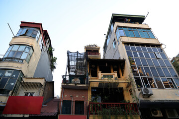 Characteristic buildings in the city of Hanoi, Vietnam