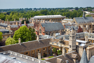 The aerial view of the Trinity and Gonville & Caius College. Cambridge. England
