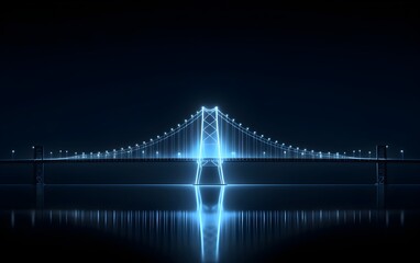 Simple outline bridge silhouette. 3D Rendering. Fluorescent bulb lighting