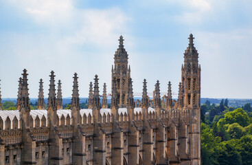 Fototapeta na wymiar The roof of the King’s College Chapel with the numerous pinnacles. Cambridge. England