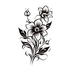 Beautiful minimalist flower illustration art.