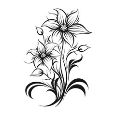 Beautiful minimalist flower illustration art.