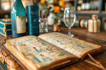 Icon of a wedding-themed timeline with sketches of a bachelorette party