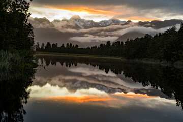 Sunrise in the Mt Mount Cook National Park in New Zealand.