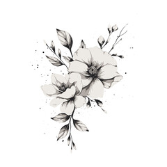 Beautiful minimalist flower illustration art.