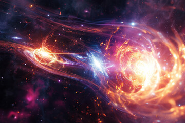 Two quanta generate quantum entanglement tens of thousands of light-years away. - obrazy, fototapety, plakaty