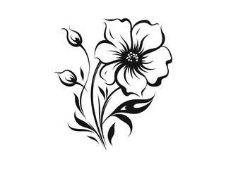 Beautiful vintage minimalist flower illustration art.