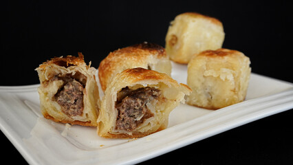 spinach pie on a black background