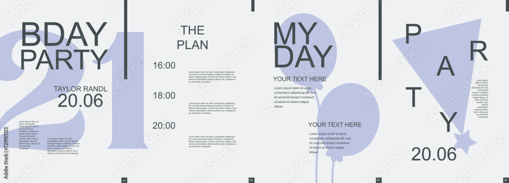 Poster birthday modern banner with trendy minimalist typography design. poster templates with plan, numbers