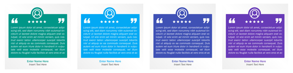 Square Testimonial Box Vector Template. Flat colored quote shape