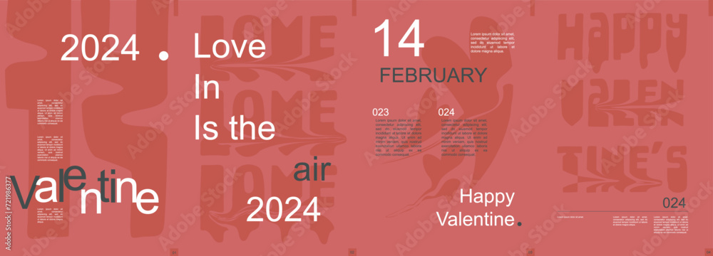 Poster valentine day modern banner with trendy minimalist typography design. poster templates with heart sy