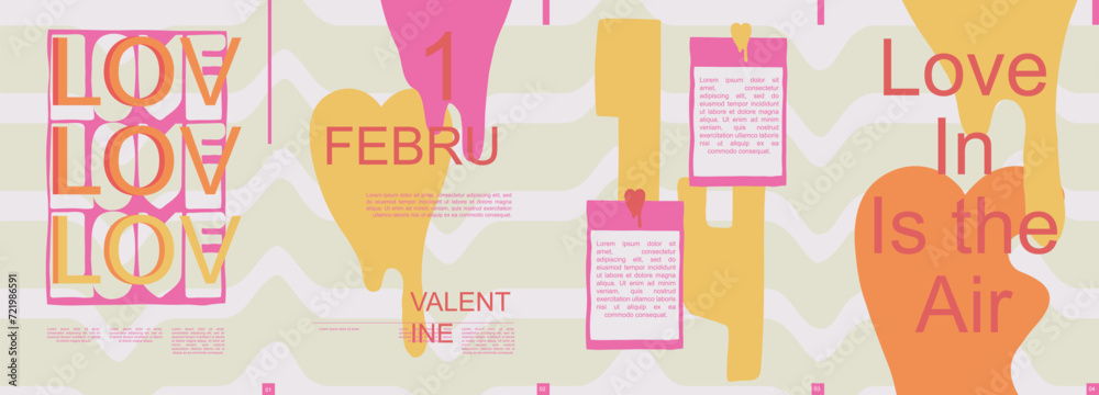 Poster valentine day modern banner with trendy minimalist typography design. poster templates with heart sy