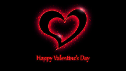 Shining heart for Valentine's Day. Congratulations on Valentine's Day. Greeting card. 