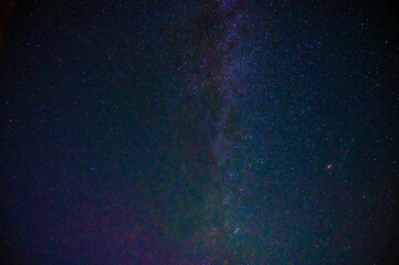 starry night sky with stars, galaxies and a bright multicolored milky way