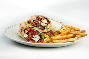 Kebab with fries