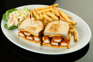 chicken sandwich with fries