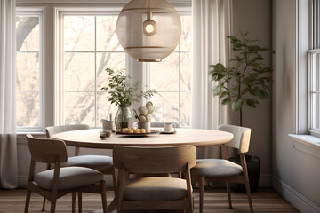 Fototapeta na wymiar A cozy dining area with a round dining table