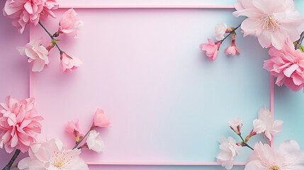 Naklejka na ściany i meble 春をイメージしたパステルカラーのフラワーフレーム