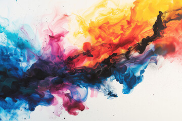 Ink space, abstract colorful ink spread art