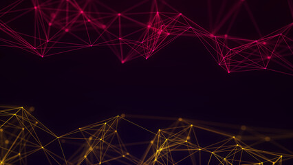 Global network connections. Abstract neural networks cyberspace. Futuristic grid artificial intelligence. Technology cyber dynamic. 3D rendering.