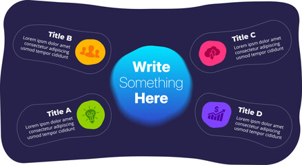 Abstract infographic template. Creative illustration. Data visualization diagram. Clean simple brochure. Infograph layout. Modern information design. 4 steps, parts, options. ui web page elements