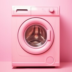 Pink washing machine on pink background
