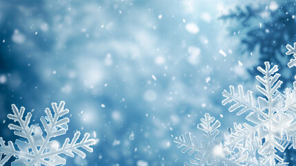 Fototapeta na wymiar 冬のワンダーランド、優しく降る冷ややかな雪の結晶、クリスマスのイメージ。