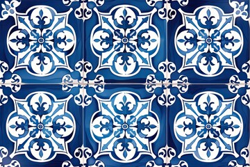 Portuguese azulejo tiles. Blue and white gorgeous seamless patterns.