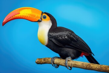 Toucan bird on a blue background