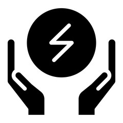 save energy icon, control electricity power, hand saving consumption