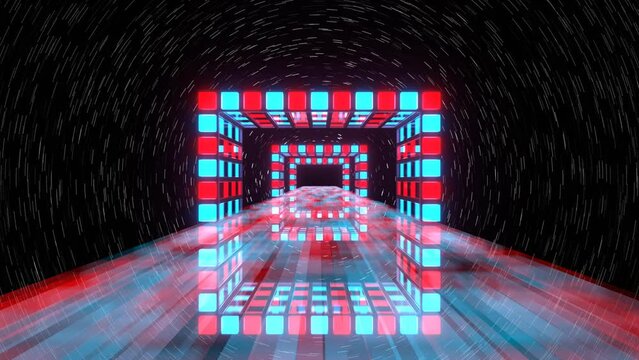 Red and Blue Sci-Fi Space Bridge Background VJ Loop
