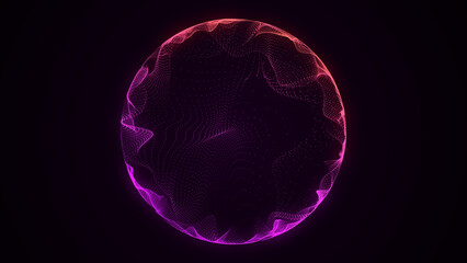 Abstract sci-fi sphere with particles and lines. Technology network connection on world. Futuristic illustration. Global digital connections ai. 3D wireframe geometric sphere. 3D rendering. - obrazy, fototapety, plakaty