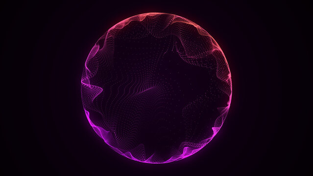Abstract sci-fi sphere with particles and lines. Technology network connection on world. Futuristic illustration. Global digital connections ai. 3D wireframe geometric sphere. 3D rendering.