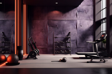A gym featuring a mix of wood and metal textures 