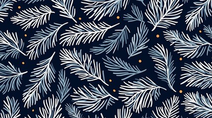 seamless background with coniferous branches pattern, coniferous, fir, 
