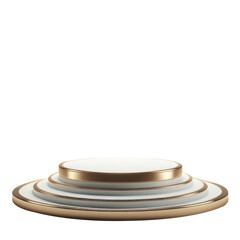 White and gold. Pearly white with gold finishing. 3D Dynamic Product Display Podium - Unique Promotional stage to present a product or item. 