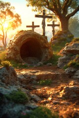 The empty tomb of Jesus Christ after the resurrection