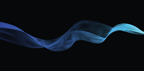 Abstract vector wave line flowing blue and green color isolated on black background for design elements in concept technology