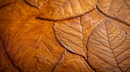 Carved wooden background with leaf pattern