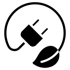 Renewable green energy saving icon. Electric plug and sprout vector desing.