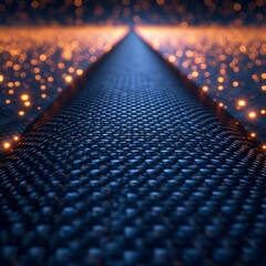 Fototapeta premium Blue glowing path with glowing particles on each side